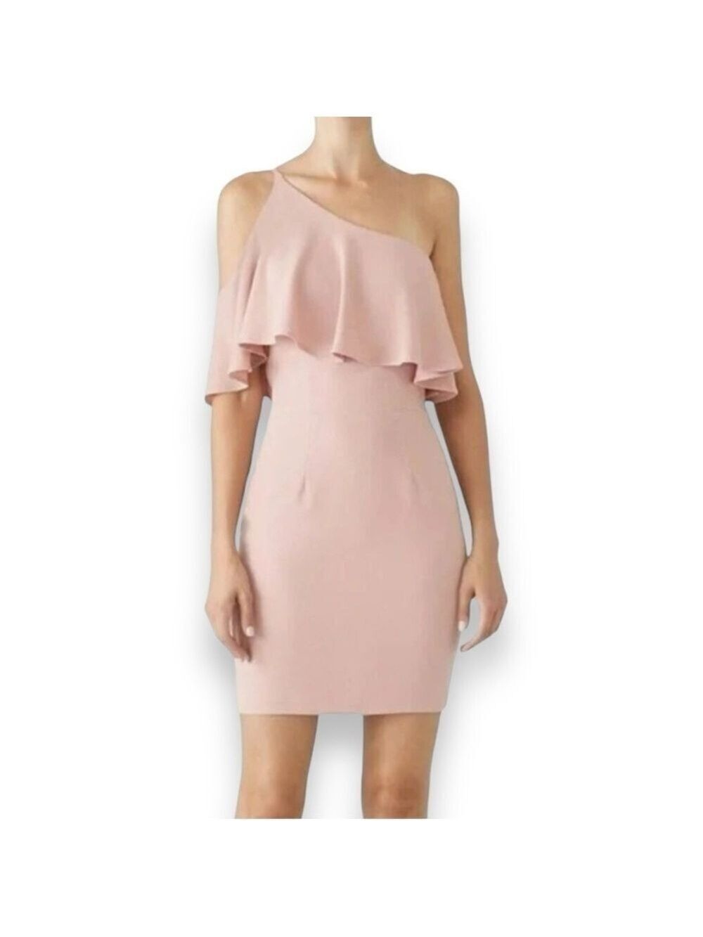Dress The Population One Shoulder Mauve Pink Mini Dress - Large